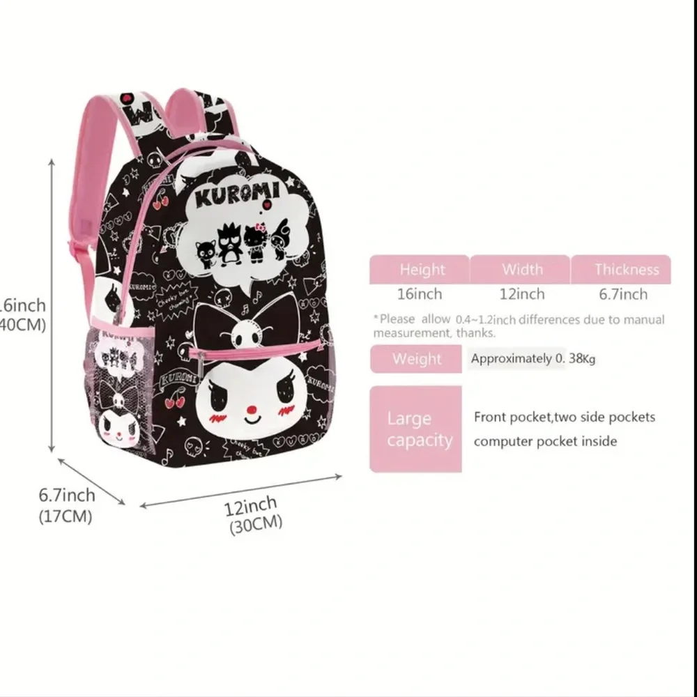 🆕 Hello Kitty Sanrio Heimei Kuromi Authorized Cartoon Backpack - Black Beauty